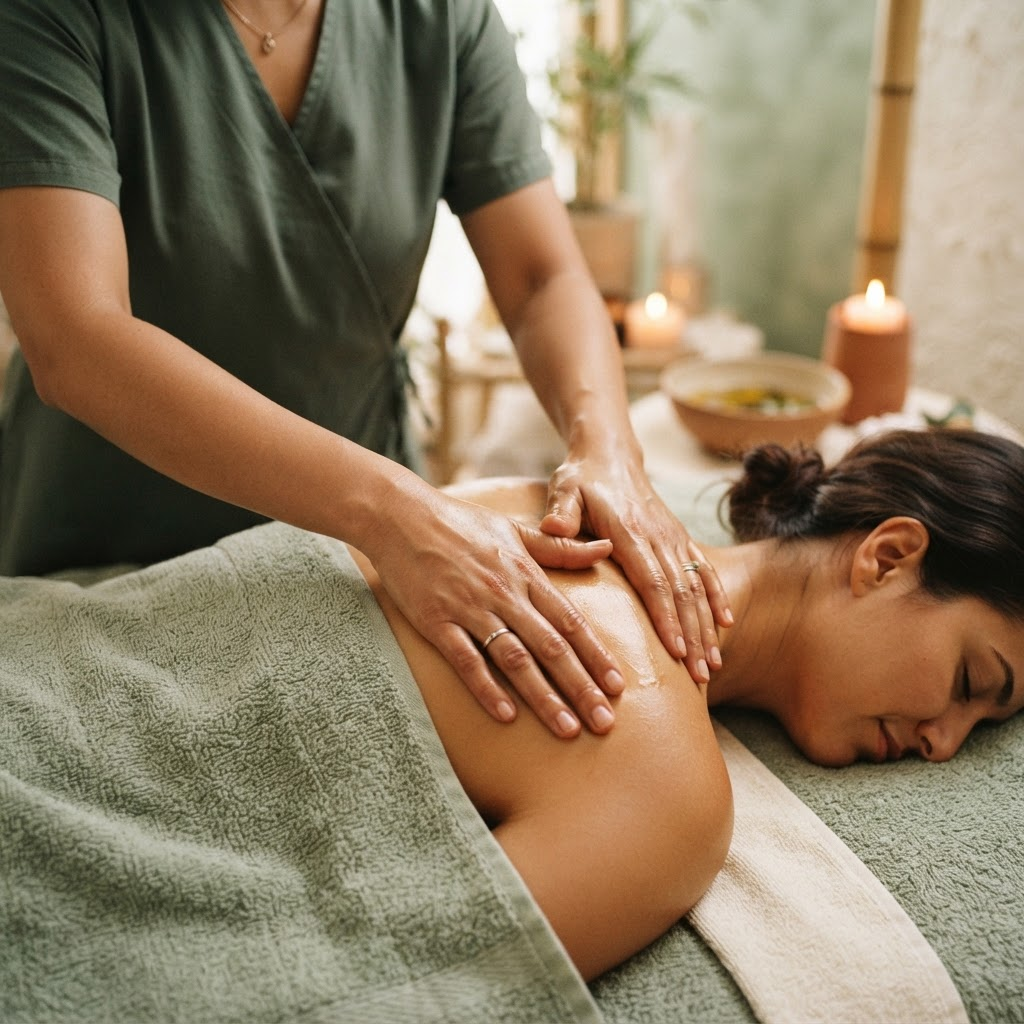 Massage ayurvédique relaxant réalisé par Lee-Phang
